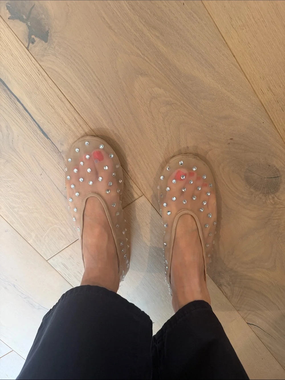 Tony Bianco Nude Mesh Crystal-Stud Ballet Flat - Picture 2 of 4